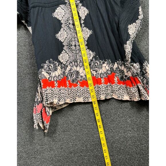 Angie Boho Peasant Dress Womens Size S Black Paisley Hippie Rayon Flowy Festival - Picture 5 of 6